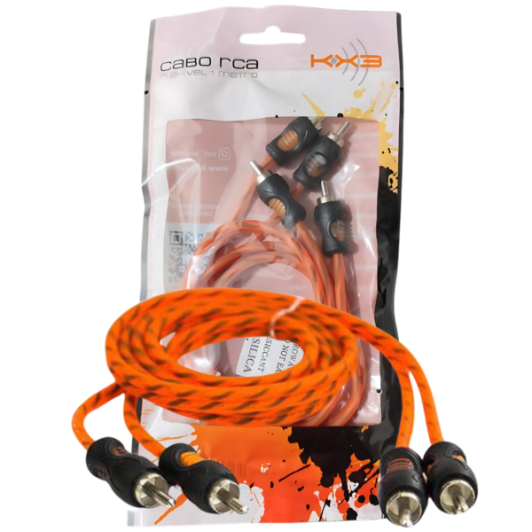 CABO RCA FLEXIVEL LARANJA 1M KX3 PARA USO AUTOMOTIVO