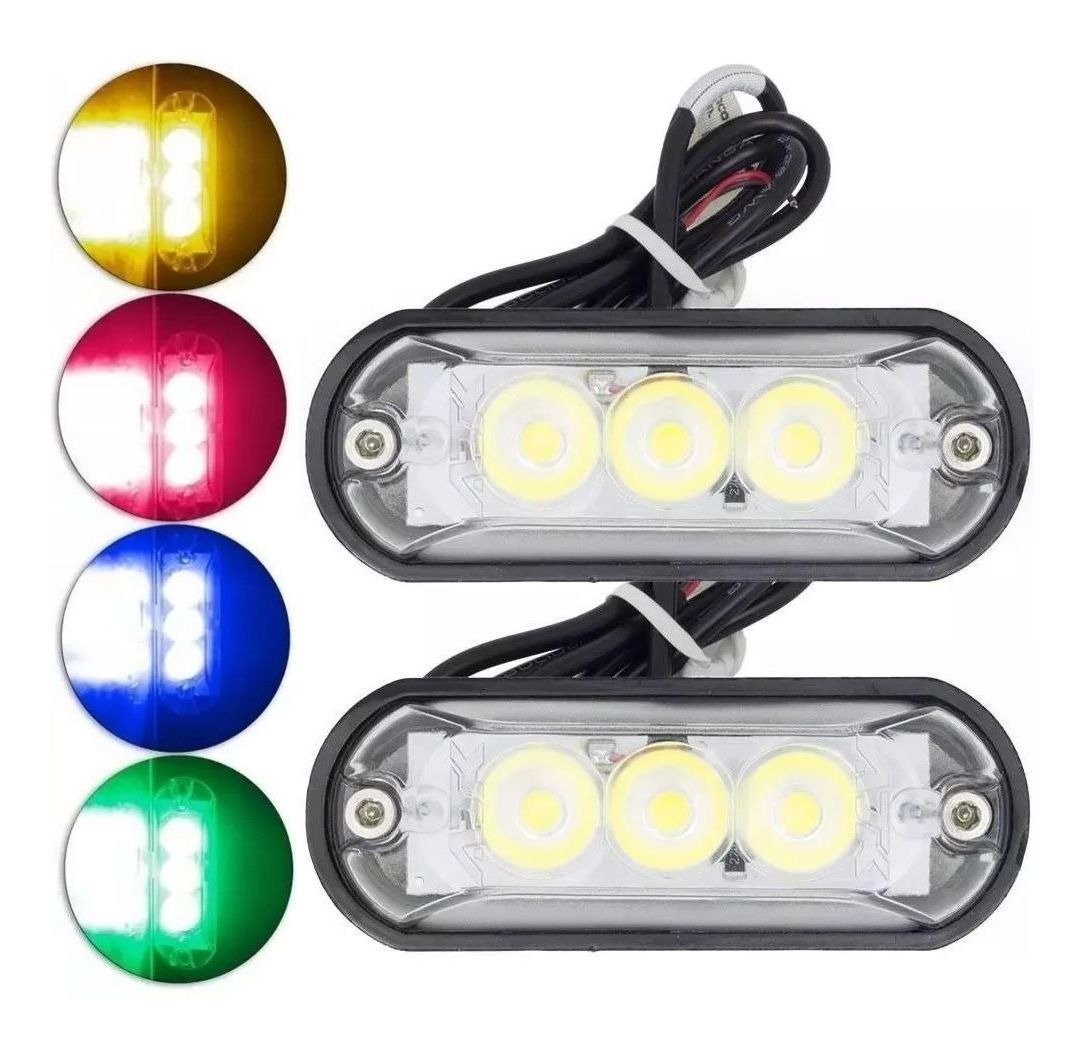 Par de Farol 3 Led Pro Articulado a Prova D'água Ajk - Azul