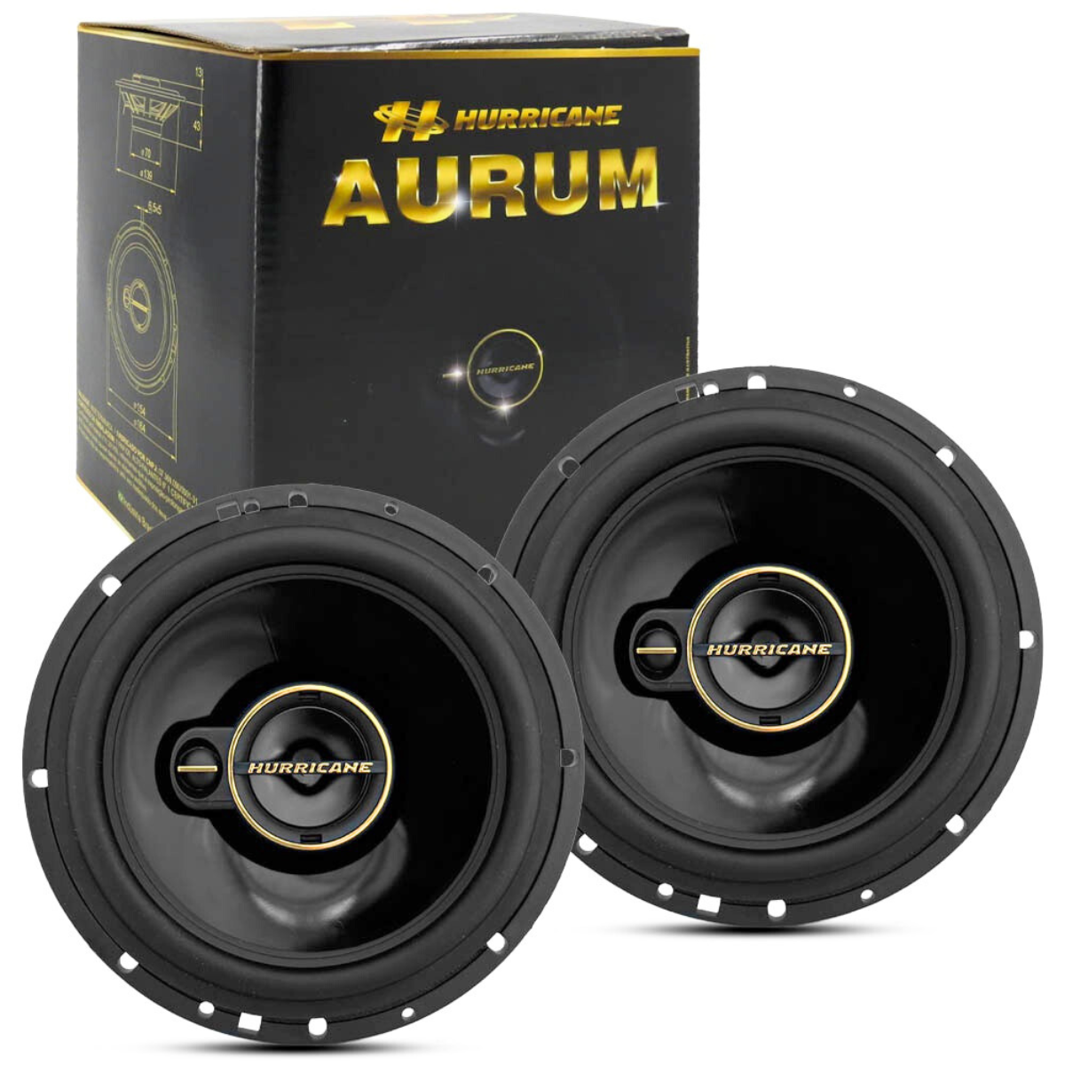 Kit Alto Falante Hurricane Triaxial Aurum 120W RMS (par)