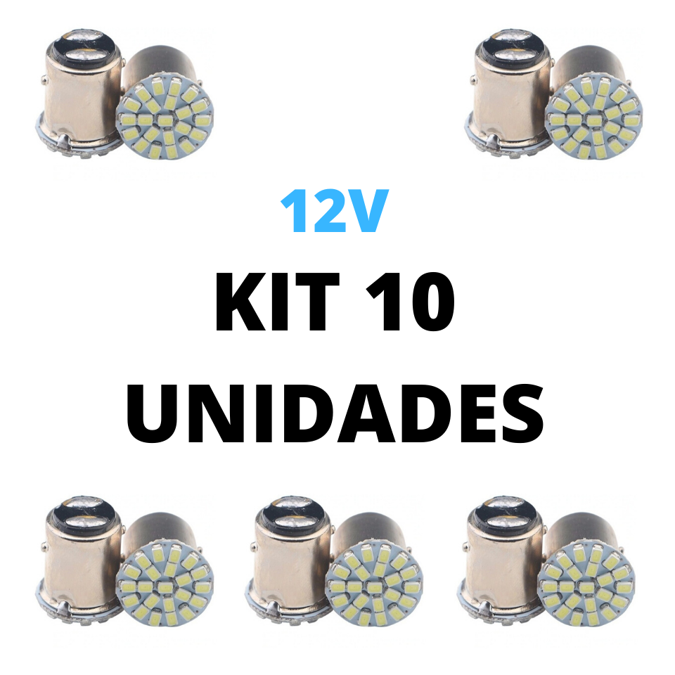 Lampada led 2 polos 22 smd 1206 branco 12V (10 Unidades)