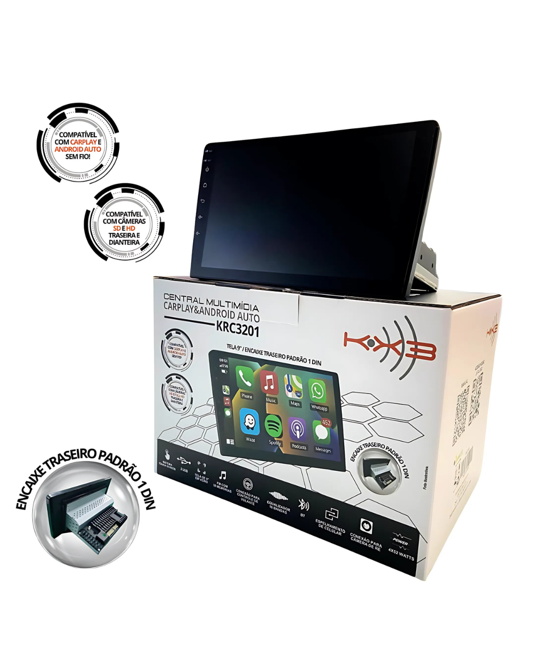 MULTIMIDIA 1DIN CARPLAY 9 AHD KX3 - Imagem 2