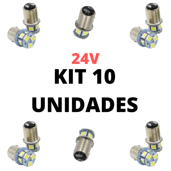 Lampada led 2 polos 8 smd 5050 branco 24V (10 Unidades)