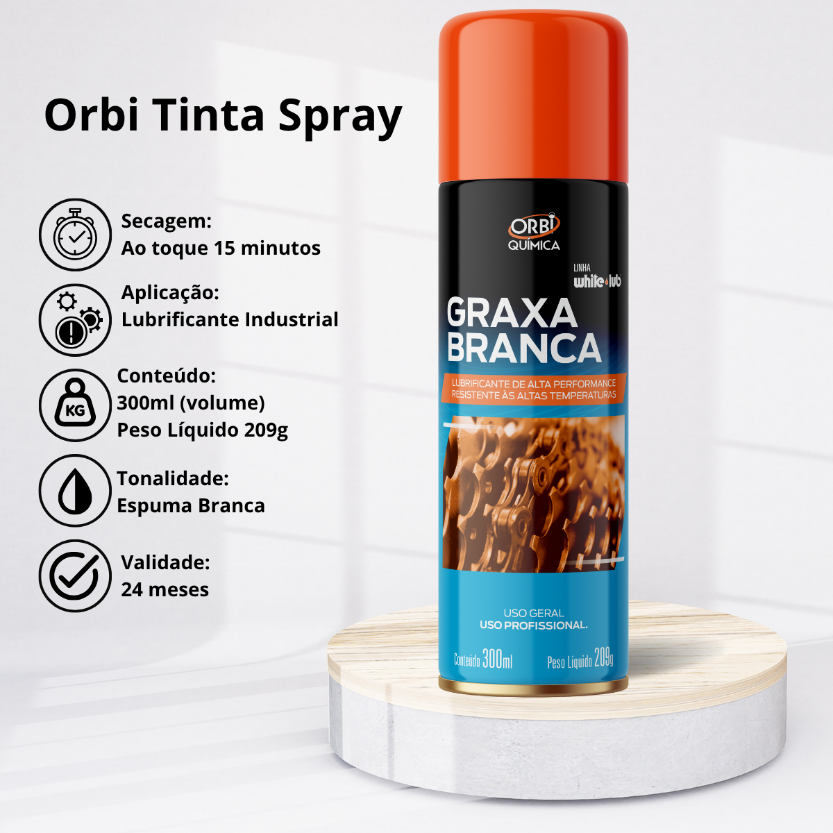 2 Orbigrax Graxa Branca 300ml/209g - Imagem 4