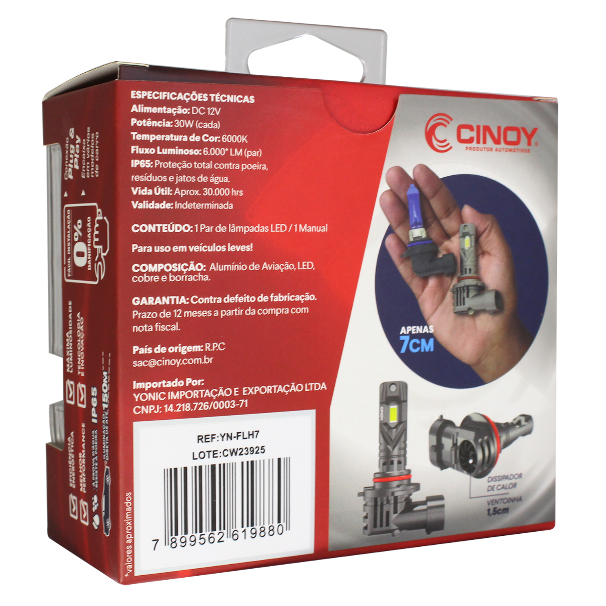 LAMPADA LED STAR 1:1 H7 - CINOY - Imagem 2