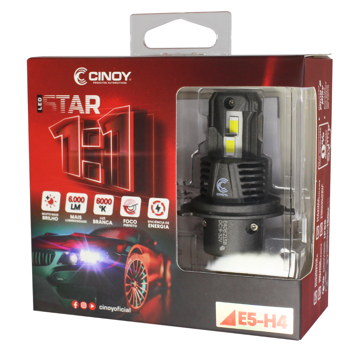 LAMPADA LED STAR 1:1 H4 - CINOY - Imagem 4