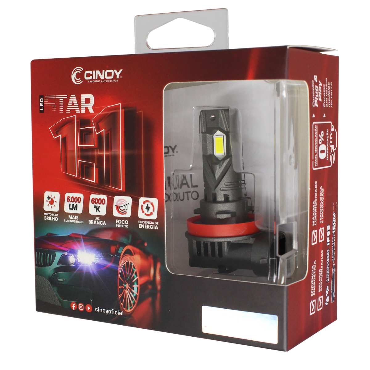 LAMPADA LED STAR 1:1 H8=H9=H11 - CINOY - Imagem 4