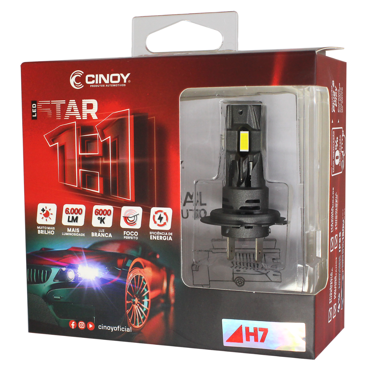 LAMPADA LED STAR 1:1 H7 - CINOY - Imagem 4