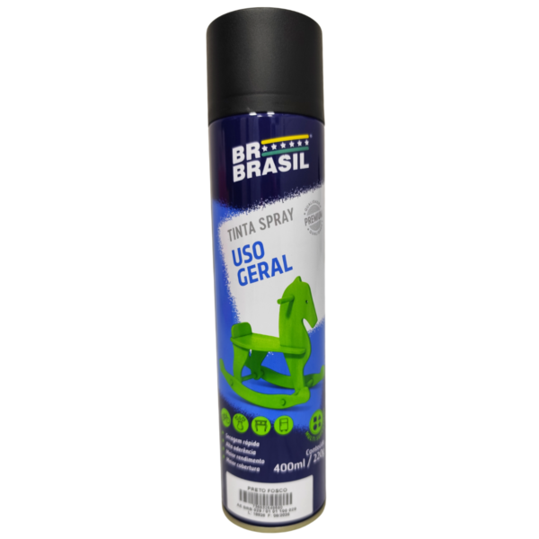 Tinta Spray uso geral Preto Fosco 400ml BR Brasil