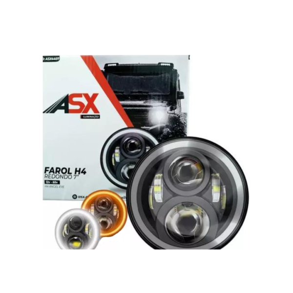 FAROL LED REDONDO 7 - H4 ANGEL EYE - BIVOLT - ASX