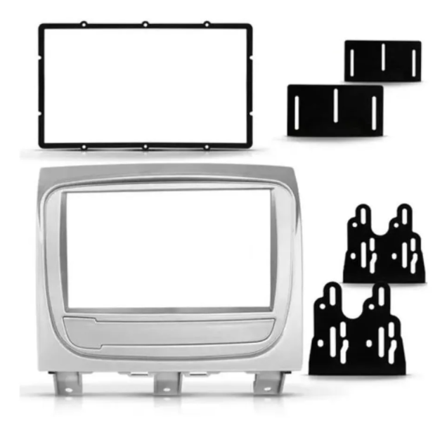 Moldura 2 Din Fiat Palio Way 14/18 - Prata - Acabamento Uv Protection - Imagem 2