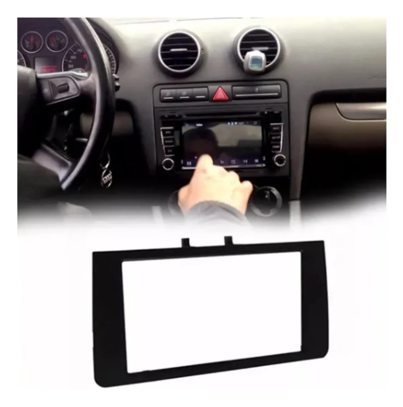 Moldura 2 Din Audi A3 Sportback 03/08 Preta - Acabamento UV - Imagem 5