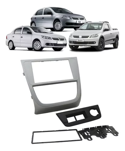 Moldura 2 Din Fiamon Vw Gol G5/Saveiro/Voyage - Prata Uv