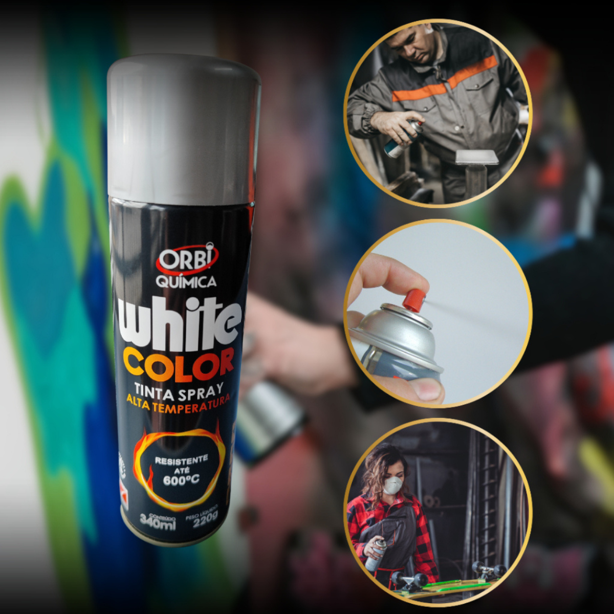 Orbispray - Tinta Alta Temperatura - Aluminio - 340ml/220g - Orbi - Imagem 3