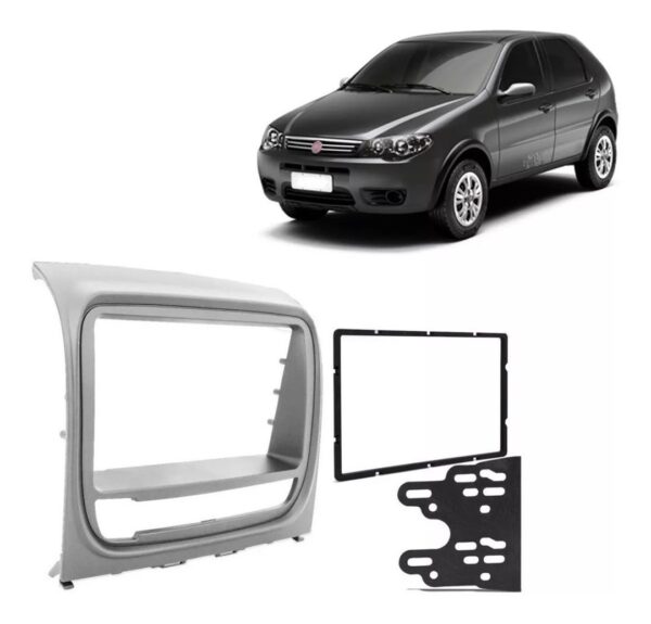 Moldura 2 Din Fiat Palio Way 14/18 - Prata - Acabamento Uv Protection
