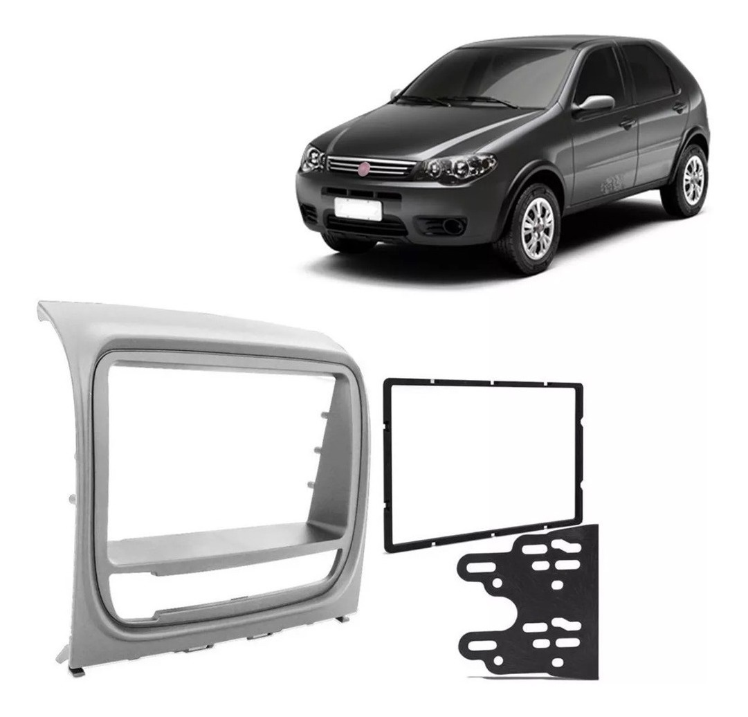 Moldura 2 Din Fiat Palio Way 14/18 - Prata - Acabamento Uv Protection