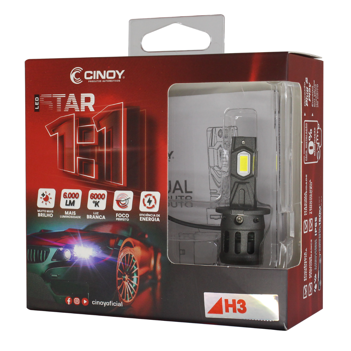 LAMPADA LED STAR 1:1 H3 - CINOY - Imagem 4