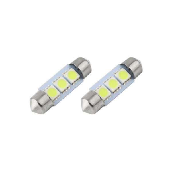 Torpedo led 39mm 3 smd 5050 branco 12V (2 Unidades)