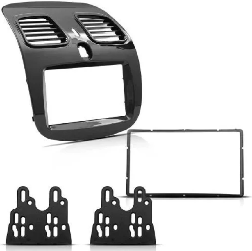 Moldura 2 Din Grand Siena/Palio Sporting Grafite Escuro Brilhante - Fiamon