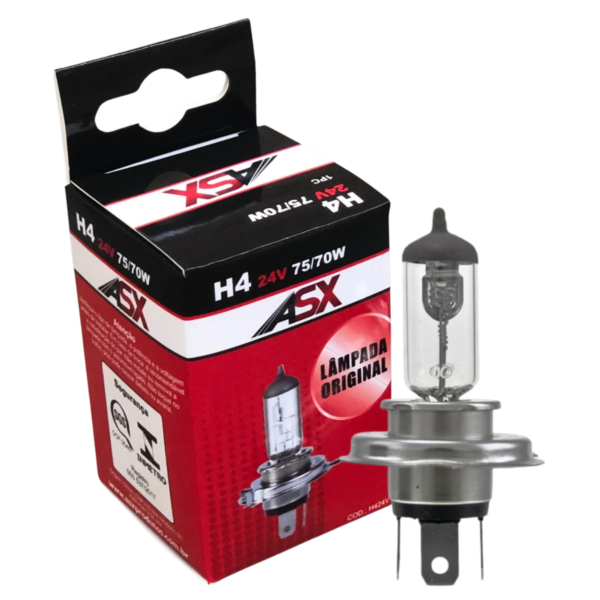 LÂMPADA H4 CLEAR - 75/70W - 24V - ASX