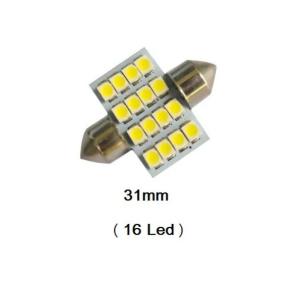 Lampada Led Torpedo 31mm 16 SMD Branca 12V