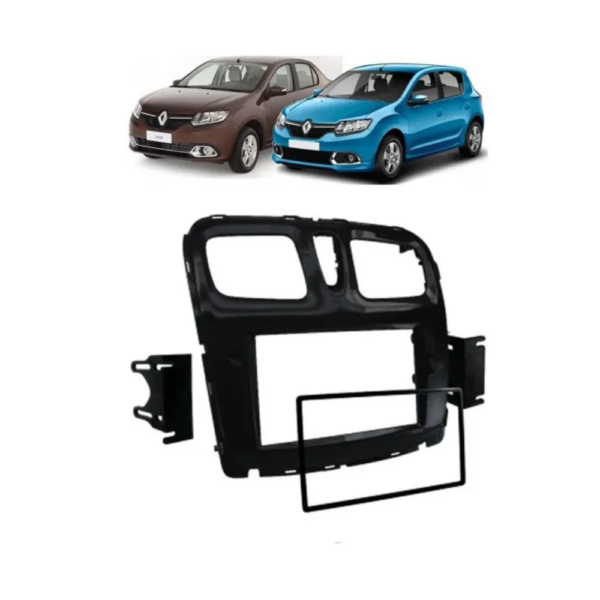 Moldura 2 Din Renault Logan/Sandero 16/19 Preto UV