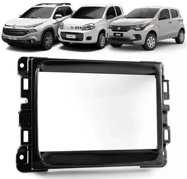 Moldura 2 Din Fiat Toro /Mobi /Uno / Preto Fosco - UV