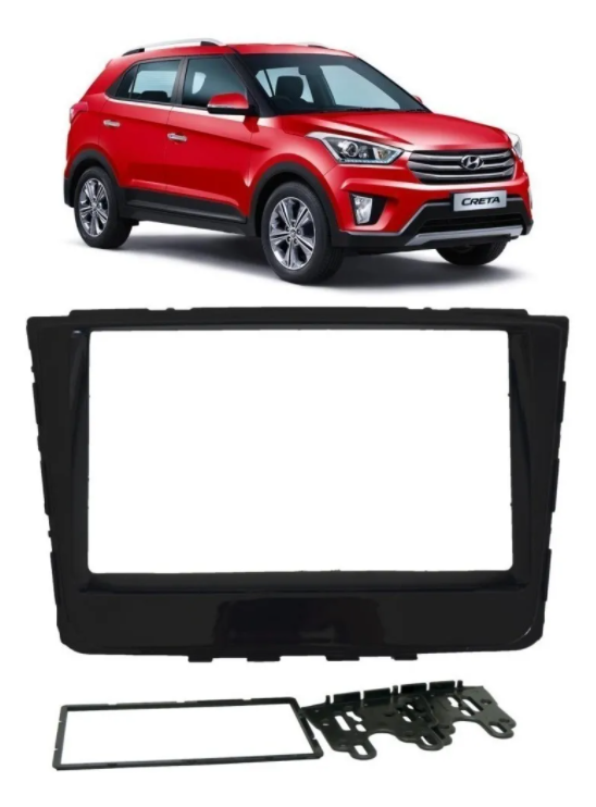 Moldura 2 Din Hyundai Creta Black Piano Acabamento UV
