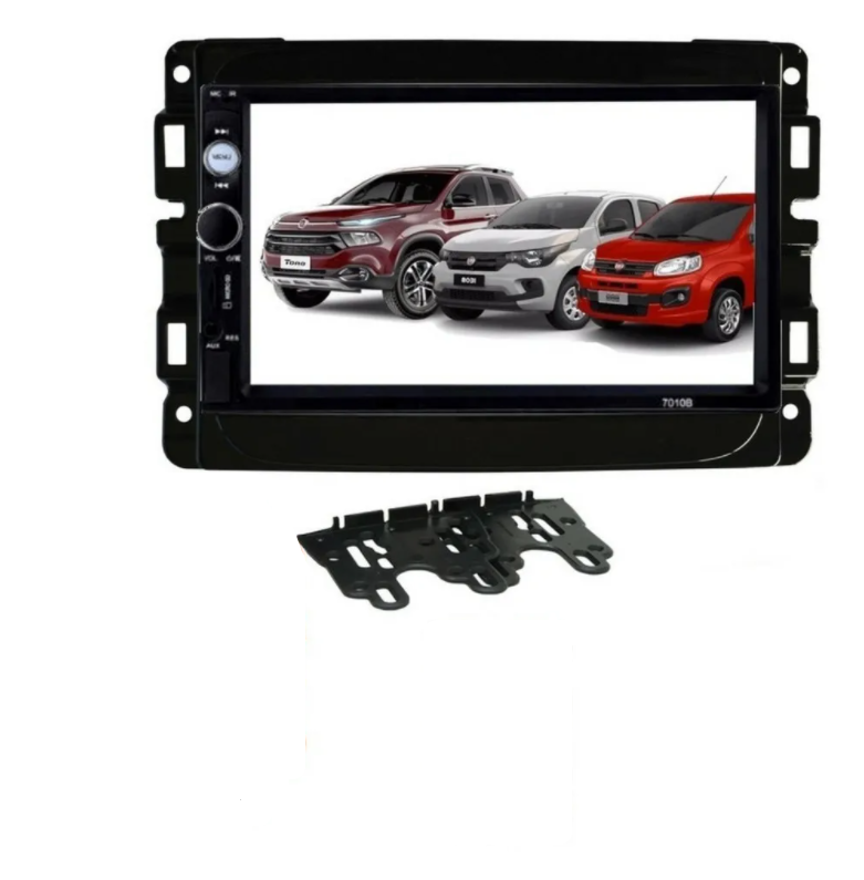Moldura 2 Din Fiat Toro / Mobi / Uno Completos / Black Piano - Imagem 2