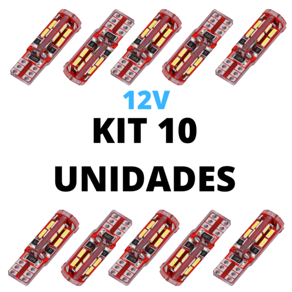 Lampada led T10 19 smd 4014 branco 12V CAMBUS (10 Unidades)