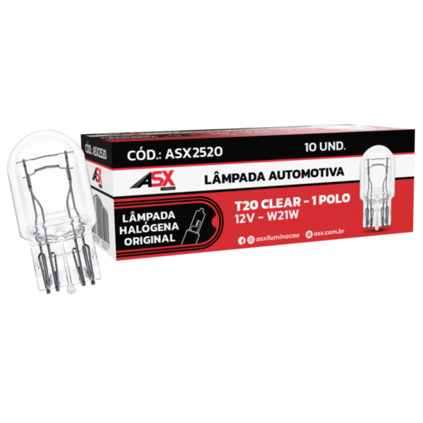 Lâmpada T20 Clear 1 Polo - W21W - 12V - ASX