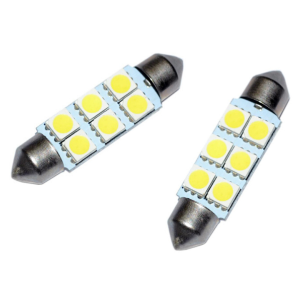 Torpedo led 39mm 6 smd 3528 branco 24V (2 Unidades)