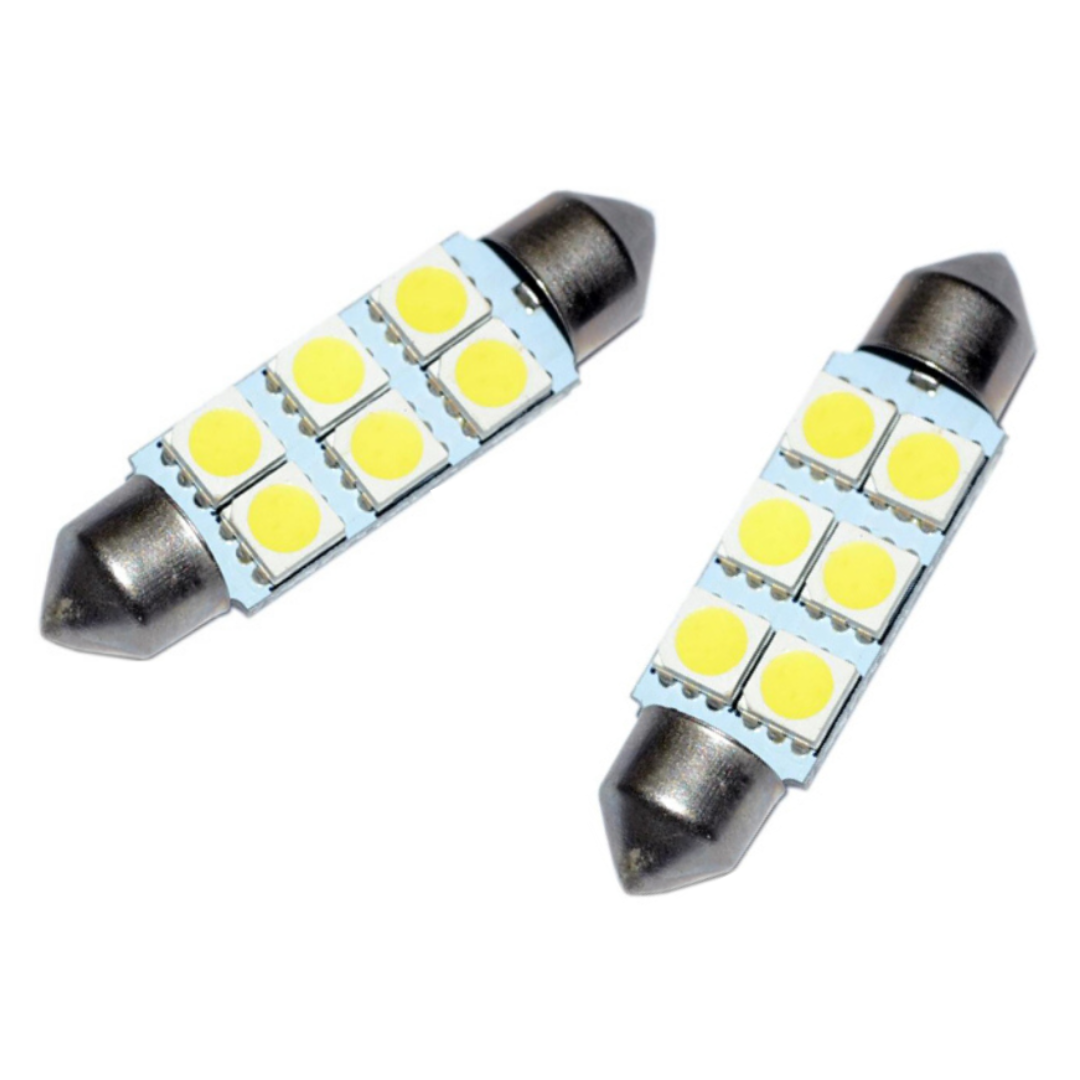 Torpedo led 39mm 6 smd 3528 branco 24V (2 Unidades)