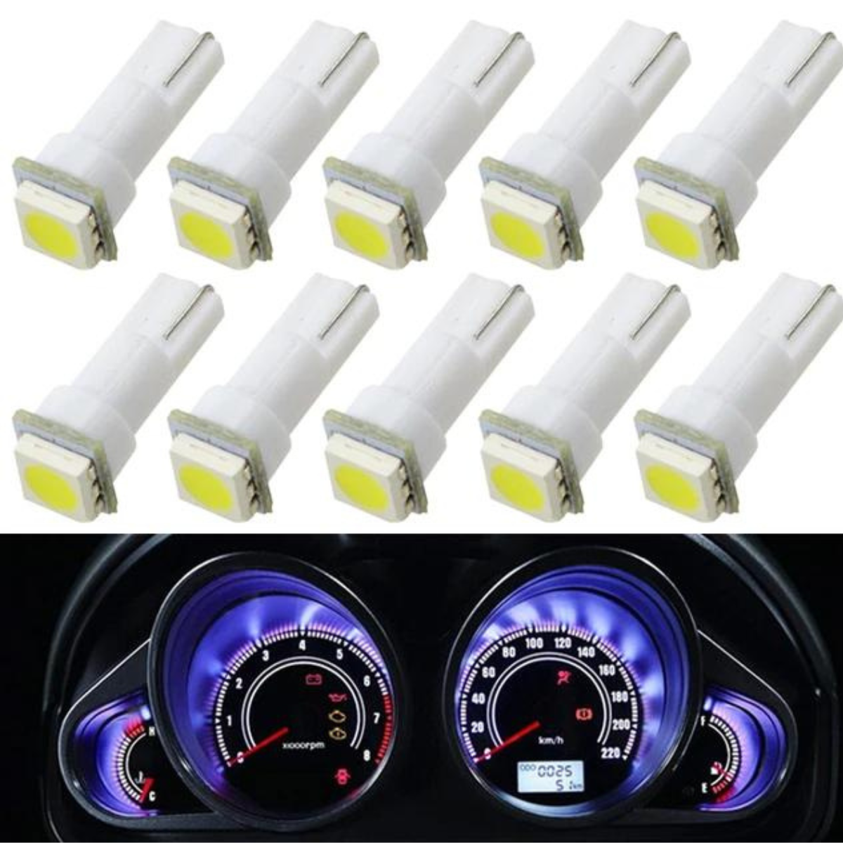 Lampada led T5 1 smd 5050 branco 12V (10 unidades) - Imagem 2