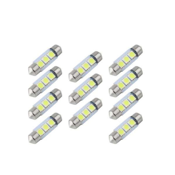 Lâmpada Torpedo LED 39mm 3 smd 5050 Branco 12V (10 unidades)