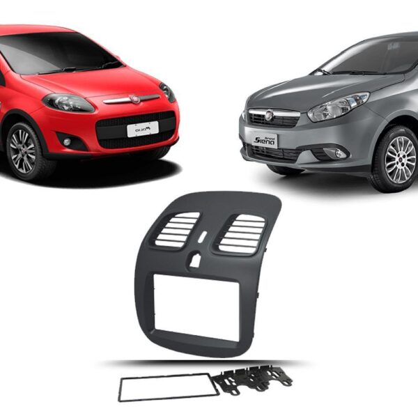 Moldura 2 Din Grand Siena/Palio Sporting Preta - Fiamon