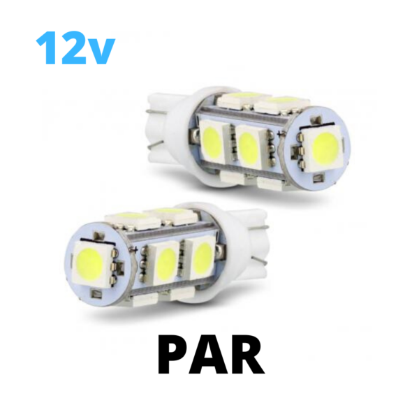 Lampada led T10 9 smd 5050 branco 12V (2 Unidades)