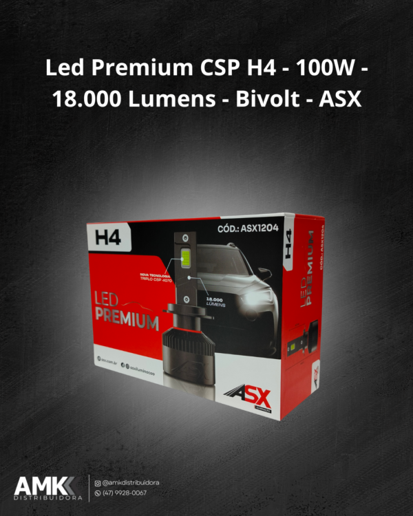 Led Premium CSP H4 - 100W - 18.000 Lumens - Bivolt - ASX
