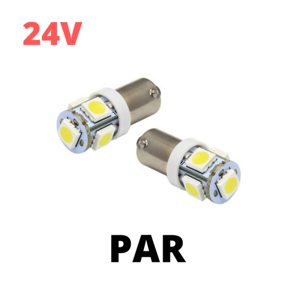 Lampada led BA9S 5 smd 5050 branco 24V (2 Unidades)