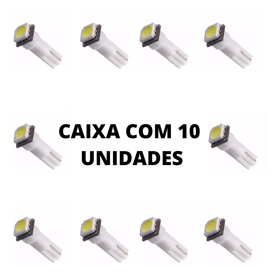 Lampada led T5 1 smd 5050 branco 12V (10 unidades)
